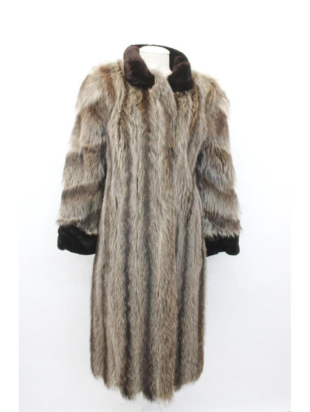 Excellent Raccoon & Sheared Beaver Fur Coat Jacket Women Woman Size 4 Small